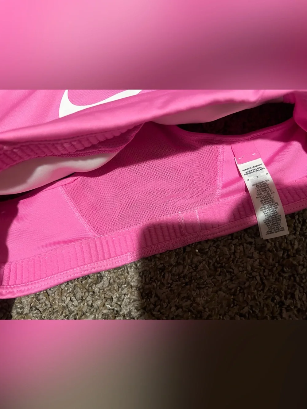 Nike Pink Racerback sports bra with White Swoosh